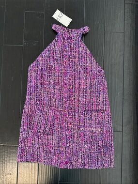 Zara Purple-Pink Tweed Mini Dress